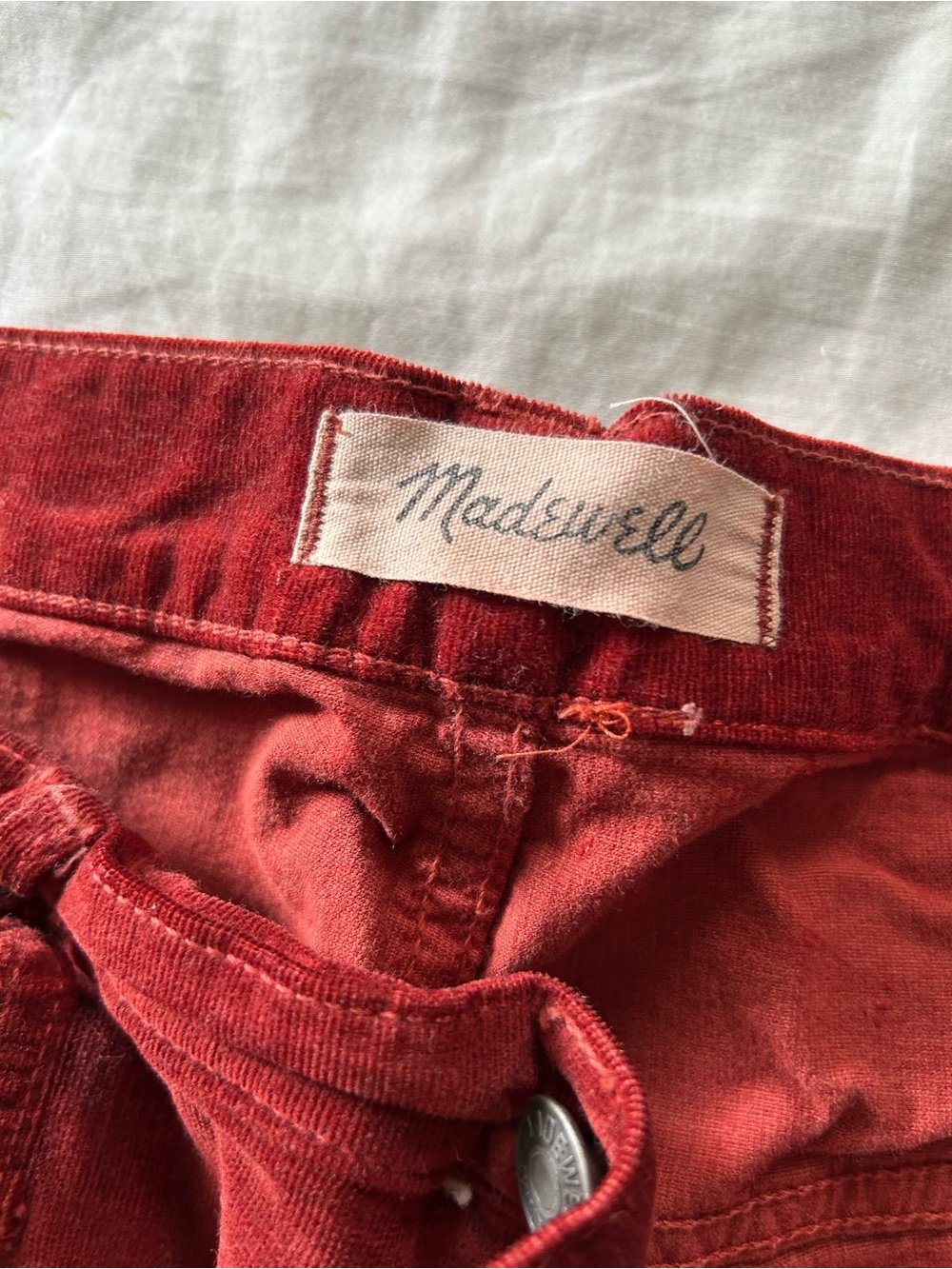 Madewell Deep Red Corduroy High-Rise Skinny Pants
